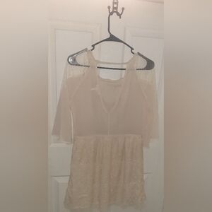 Women's Marineblu Cream Lace Dress Size Large